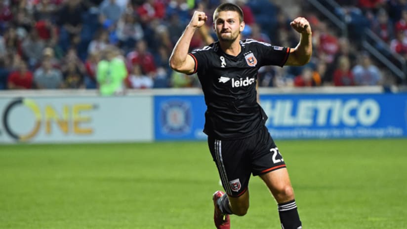 Perry Kitchen Goal Celebration vs Chicago Fire 9-20-14
